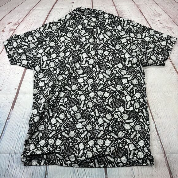 Bad Birdie Golf Polo Shirt Large Skull Grave Bones AOP Performance Stretch - Picture 10 of 10